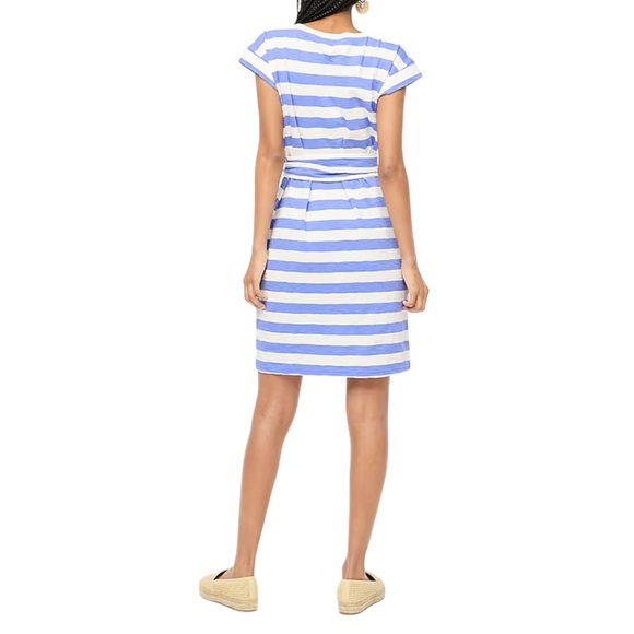 J.Crew Short-Sleeve Tie Waist Tee Shirt Dress in Cool Lilac Ivory Stripe - Picture 3 of 8